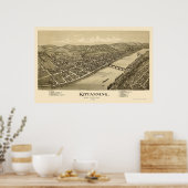 Poster Kittanning, PA Carte panoramique - 1896 (Cuisine)