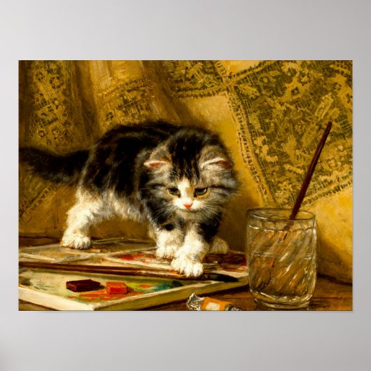 Poster Kitten avec peinture et brosses (Devant)