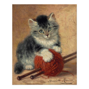 Poster Kitten avec une boule de laine CC1174 Ronner-Knip