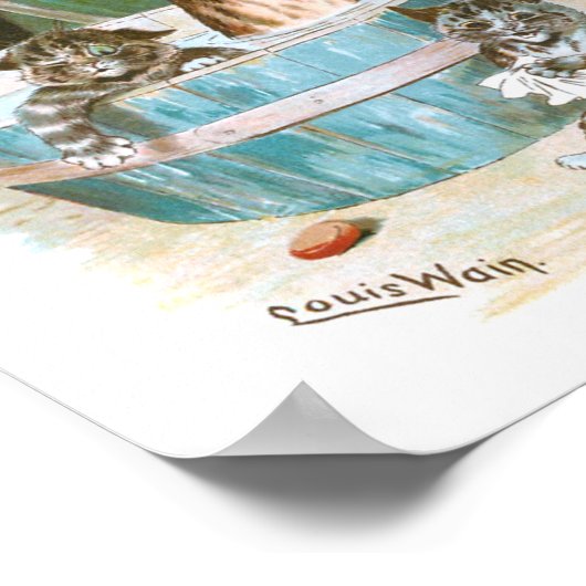 Poster Kitten Bath par Louis Wain (Coin)