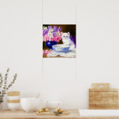 Poster Kitten blanc vintage avec ruban violet (Cuisine)