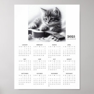 Poster Kitten Controversé avec une Guitare Calendrier 202