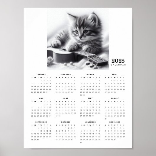 Poster Kitten Controversé avec une Guitare Calendrier 202 (Devant)