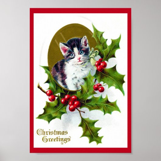 Poster Kitten et Christmas Holly (Devant)