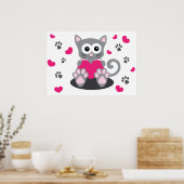 Poster Kitten et les coeurs (Cuisine)