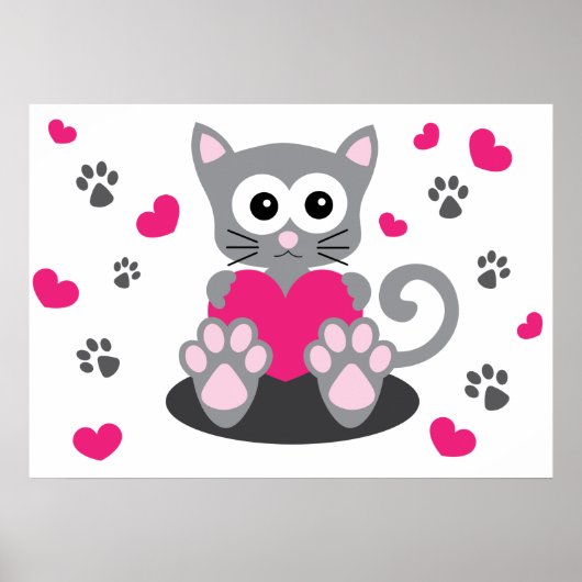 Poster Kitten et les coeurs (Devant)