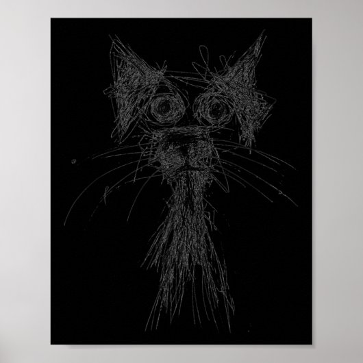 Poster Kitten Lover Abstract Scribble Art Cute Cat Cat (Devant)