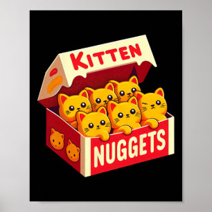 Poster Kitten Nuggets Alimentation Pun Amoureux des chats