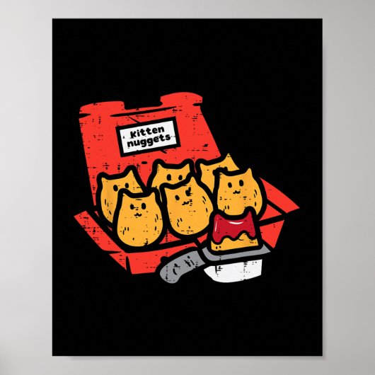 Poster Kitten Nuggets Cute Restauration Rapide Nourriture (Devant)