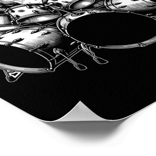 Poster Kitten Rock Band Funny Kitty Drummer Cat Jouer D (Coin)