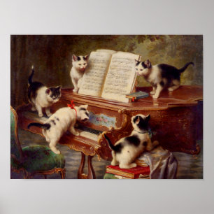 Poster Kittens and Piano