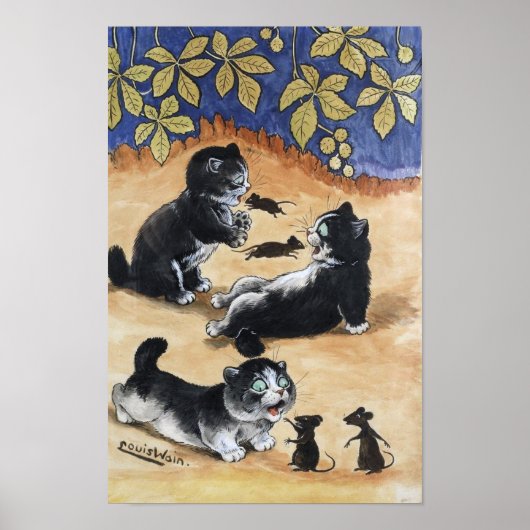 Poster Kittens et Rats, Louis Wain (Devant)