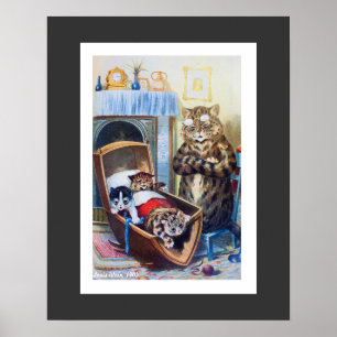Poster Kittens in the Cradle by Louis Wain