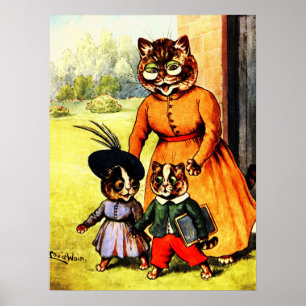 Poster Kittens Off à l'école par Louis Wain