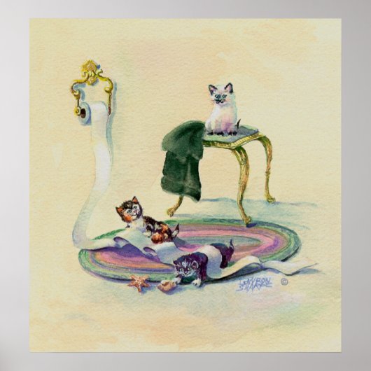 Poster KITTENS & TOILET PAPIER par SHARON SHARPE (Devant)