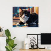 Poster *~* Kitty 5:4 Feline Kitten Chat Noir Tuxedo (Bureau à domicile)