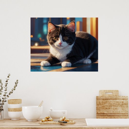 Poster *~* Kitty 5:4 Feline Kitten Chat Noir Tuxedo (Cuisine)