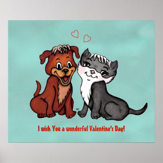 Poster Kitty and Puppy, Joyeuse Saint Valentin ! (Devant)