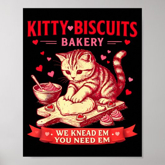 Poster Kitty Biscuits Bakery We Knead Em You Need Em Vale (Devant)