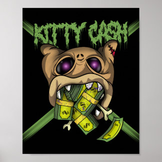 Poster Kitty Cash Argent Chat Graffiti
