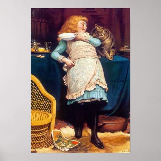 Poster Kitty Cat Love - Peinture Vintage - par Barber (Devant)