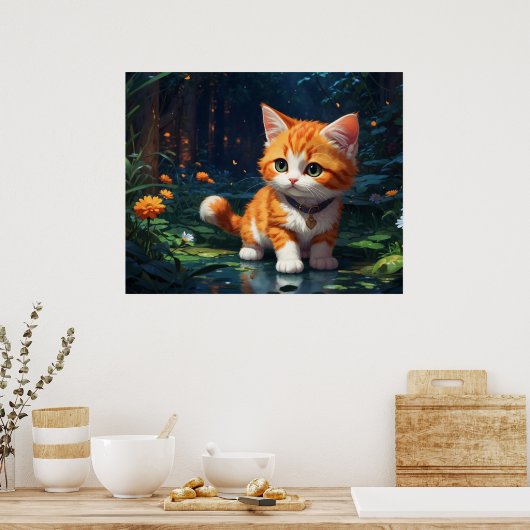 Poster *~* Kitty Chat 5:4 Feline Kitten Orange Tabby (Cuisine)