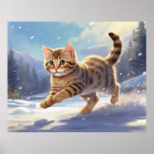 Poster *~* Kitty Chat 5:4 Kitten Snow Jumping AP68 (Devant)