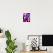 Poster Kitty Chat Riding Sur Rainbow Llama Dans L'Espace (Bureau à domicile)