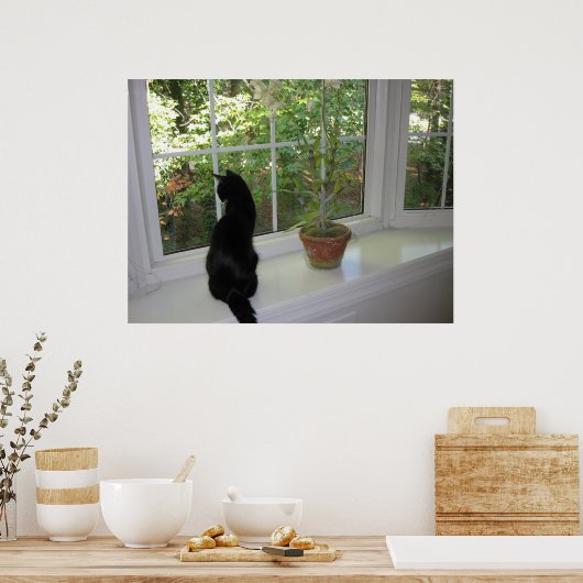 Poster Kitty dans la fenêtre (Cuisine)