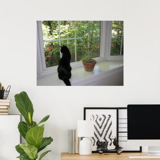 Poster Kitty dans la fenêtre (Bureau à domicile)