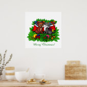 Poster Kitty et chiot, Happy XMas (Cuisine)