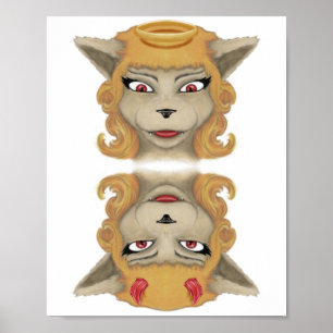 Poster Kitty evil angel cute animals illustration