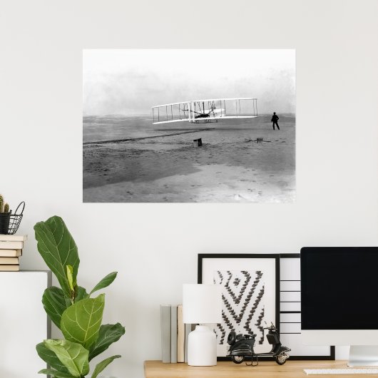 Poster Kitty Hawk, NC Wright Brothers Première En Vol (Bureau à domicile)