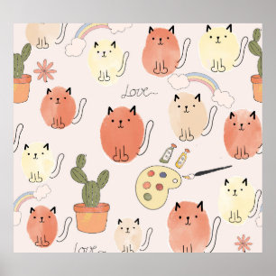 Poster Kitty Kitten Chats : Motif animal mignon
