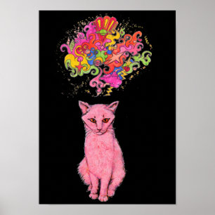 Poster Kitty rose a des pensées psychédéliques