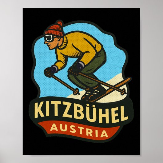 Poster Kitzbühel Autriche Ski (Devant)