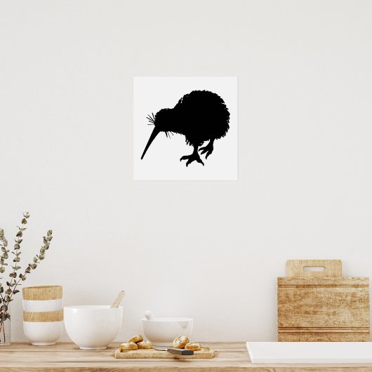 Poster Kiwi Bird Silhouette (Cuisine)