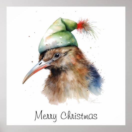 Poster Kiwi de Noël cosy, personnalisable (Devant)