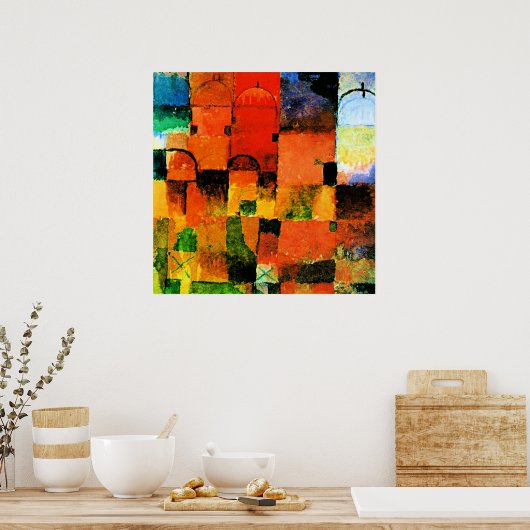 Poster Klee - Domes rouges et blancs, (Cuisine)