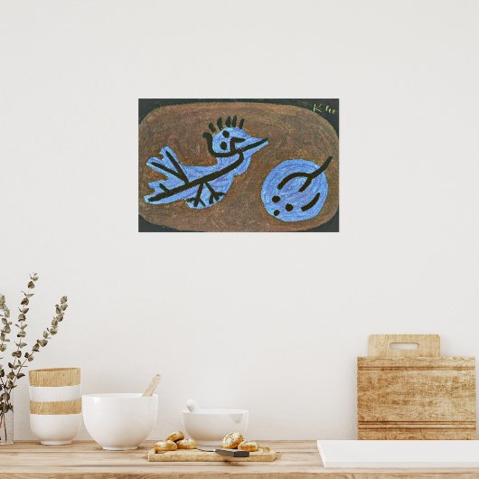 Poster Klee - Oiseau bleu citrouille (Cuisine)