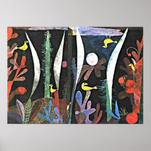 Poster Klee - Paysage aux oiseaux jaunes