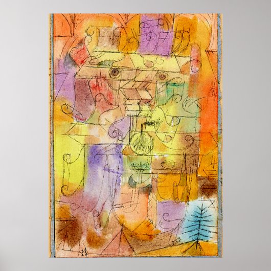 Poster Klee - Paysage inachevé encadré en bleu de Cerulea (Devant)