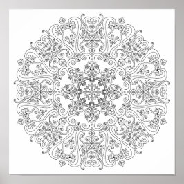Poster kleuren - Funky Scrolls Mandala