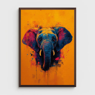 Poster Kleurrijke Olifant Abstract Dier Wildlife