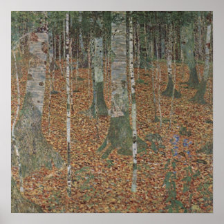 Poster Klimt Birch Forest - Serene Autumn Landcape Art