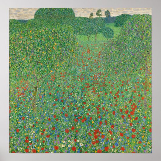 Poster Klimt - Champ de coquelicots (Devant)