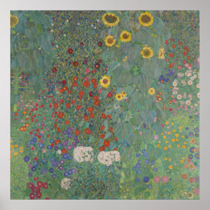 Poster Klimt : Jardin agricole avec tournesols, 1907