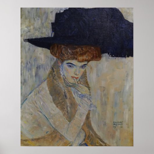 Poster Klimt - Le Casquette à plumes noires 1910 (Devant)