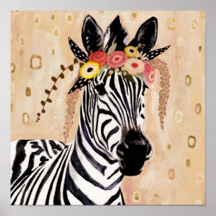 Poster Klimt Zebra   Couronne De Fleurs