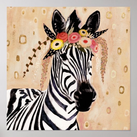 Poster Klimt Zebra | Couronne De Fleurs (Devant)